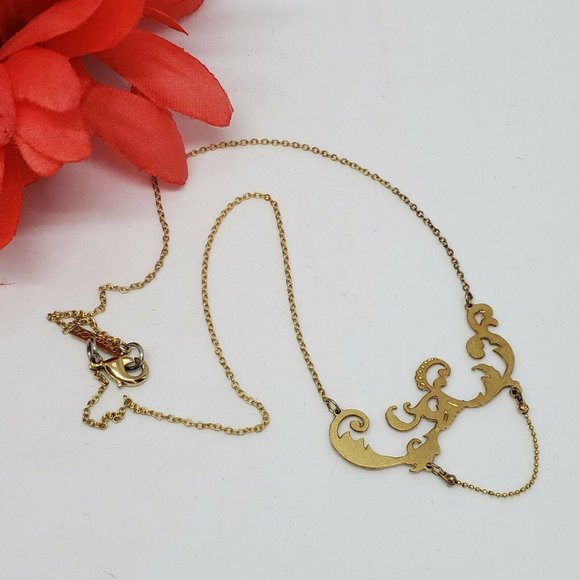 SALE! SHLOMIT OFIR Pendant Chain Necklace Gold Tone Layering Choker - Picture 2 of 12